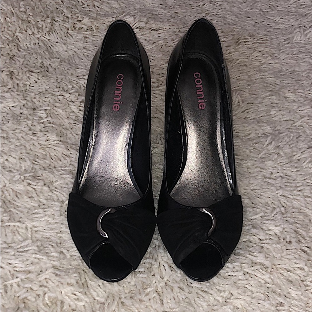 Connie Black Suede Heels